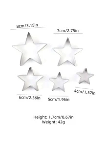 5pcs Star Design Cookie Cutter - Silver - View 3