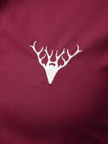 Manfinity Men Antler Embroidery Button Up Shirt - Burgundy - View 3