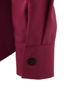 Manfinity Men Antler Embroidery Button Up Shirt - Burgundy - View 4