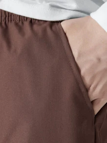 Manfinity Homme Men Flap Pocket Drawstring Waist Cargo Trousers - Chocolate Brown - View 4