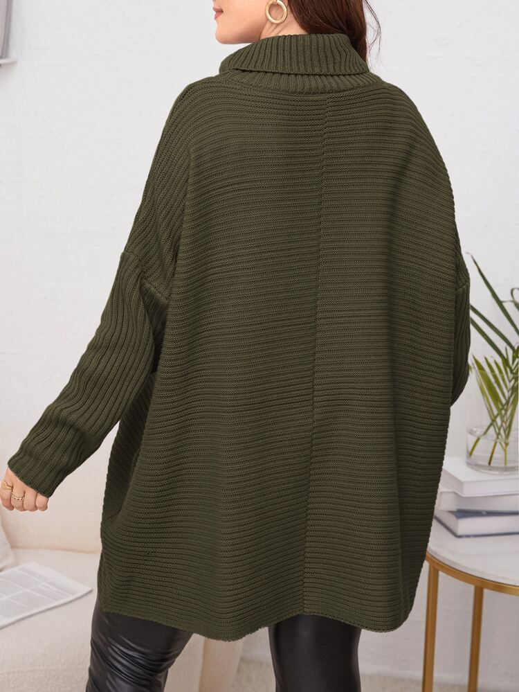 Plus Turtleneck Batwing Sleeve Sweater, Winter Knit Pullover Fall Autumn