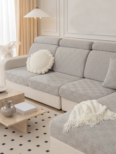 1pc Tufted Decor Stretchy Sofa Seat Cover