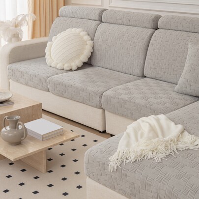 1pc Tufted Decor Stretchy Sofa Seat Cover