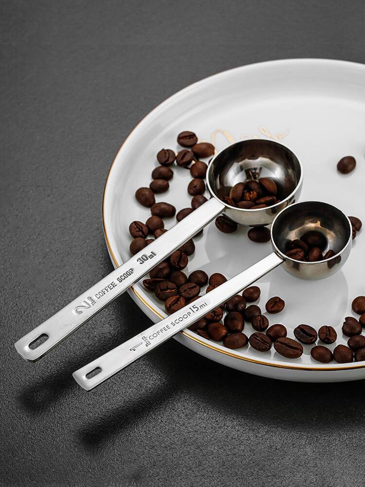 1pc Letter Detail Coffee Scoop - Silver - View 2