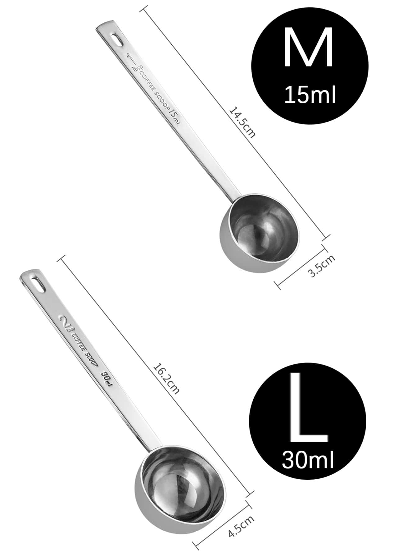 1pc Letter Detail Coffee Scoop - Silver - View 3