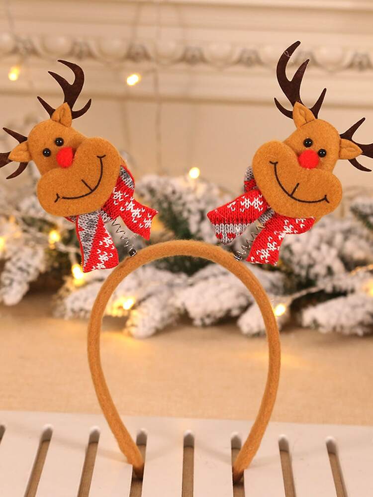 1 pieza Diadema de fiesta alce de Navidad & con diseño de muñeca de nieve al azar - Multicolor - Añade 3