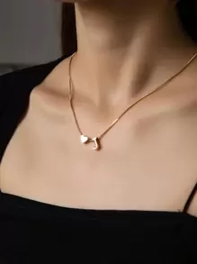 Vòng cổ quyến rũ trái tim và chữ cái - Vàng - Xem 1