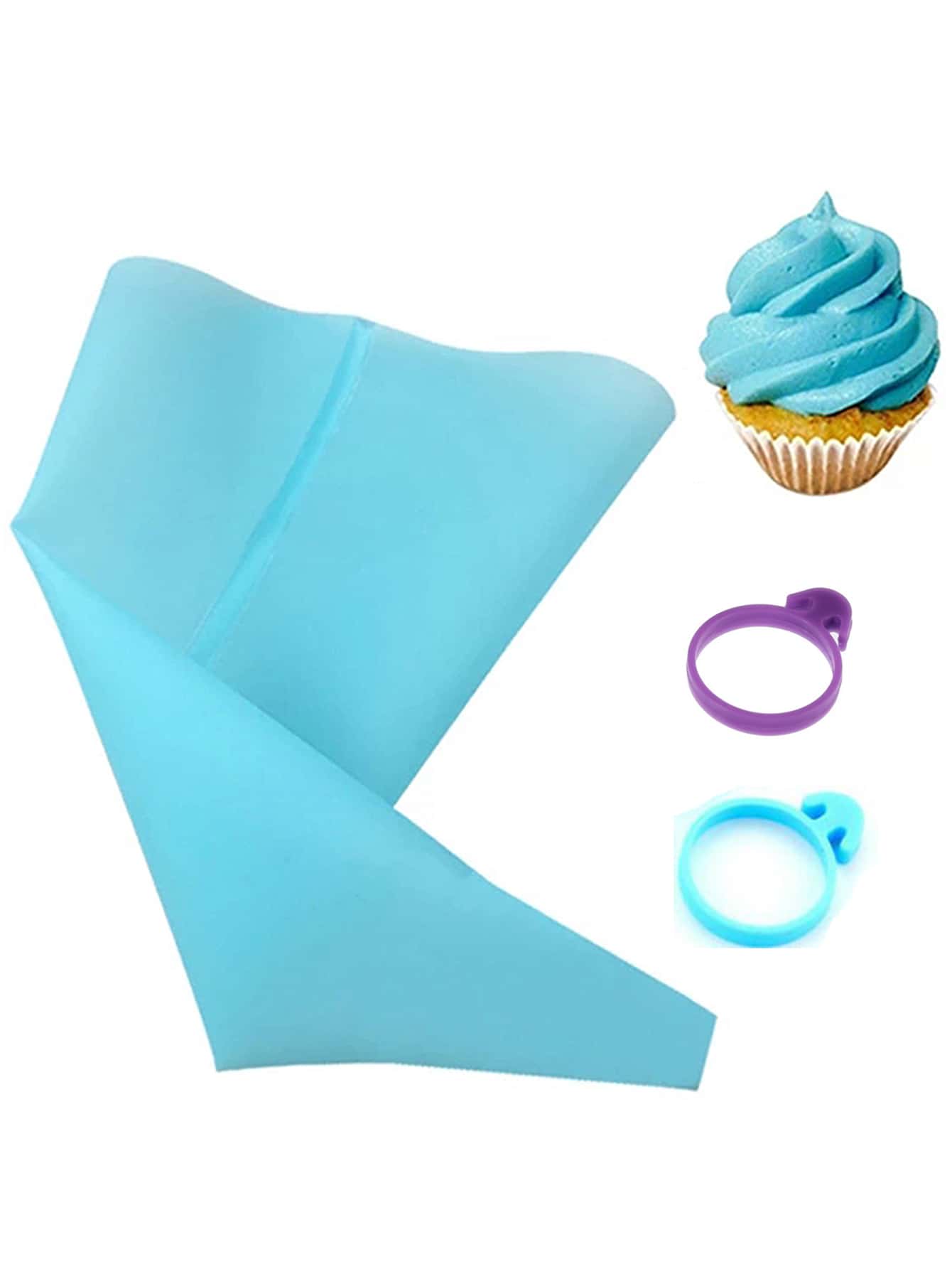 1pc Solid Color Piping Bag With 2pcs Twist Tie, 12 Inch Pastry Bag For Baking