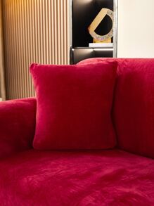1pc Vải bọc ghế sofa màu rắn với 1pc áo gối mà không có chất độn - Màu Đỏ Sâu - Xem 3