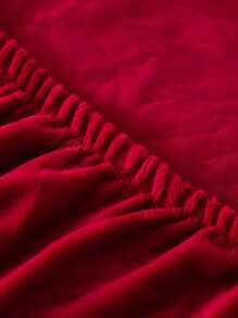 1pc Vải bọc ghế sofa màu rắn với 1pc áo gối mà không có chất độn - Màu Đỏ Sâu - Xem 6