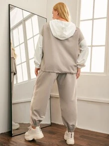 SHEIN EZwear Cazadora de color combinado con cremallera delantera con pantalones - Multicolor - Ver 2