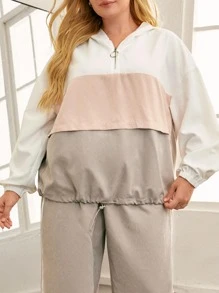 SHEIN EZwear Cazadora de color combinado con cremallera delantera con pantalones - Multicolor - Ver 4