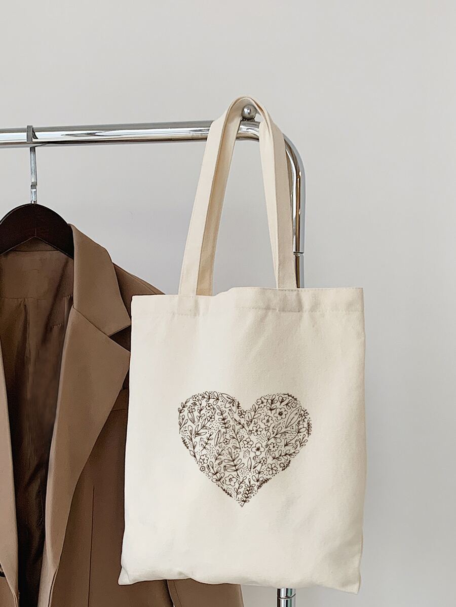 心形印花休閒帆布袋