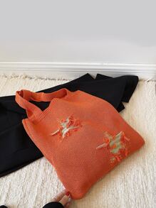 Bolso de ganchillo con patrón de estrella crudo - Naranja - Ver 2