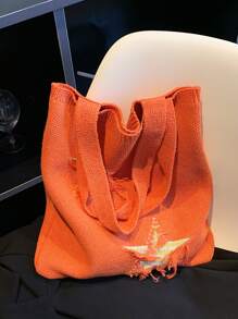 Bolso de ganchillo con patrón de estrella crudo - Naranja - Ver 5