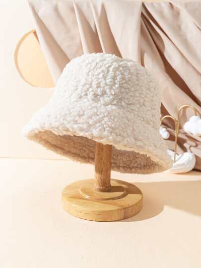 Solid Fuzzy Bucket Hat Casual