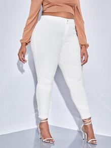 SHEIN SXY Hơn Quần jean ôm - trắng - Xem 1