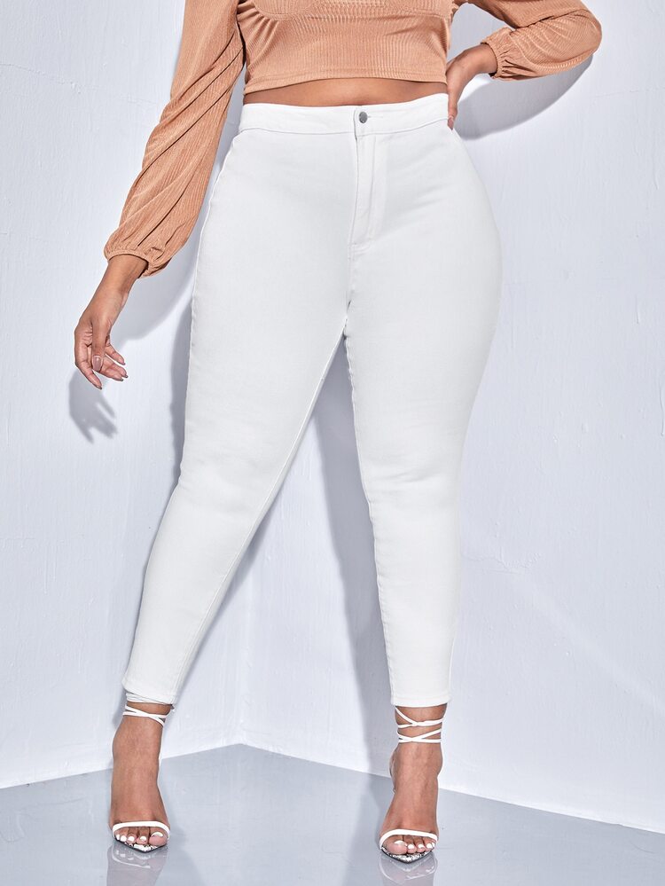 SHEIN SXY Plus Skinny Jeans - White - View 3