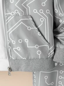 SHEIN Boys Graphic Hooded Jacket & Trousers Without Tee - Grey - View 3