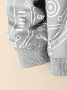 SHEIN Boys Graphic Hooded Jacket & Trousers Without Tee - Grey - View 4