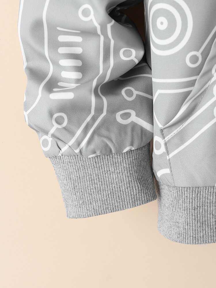 SHEIN Boys Graphic Hooded Jacket & Pants Without Tee - Grey - View 4