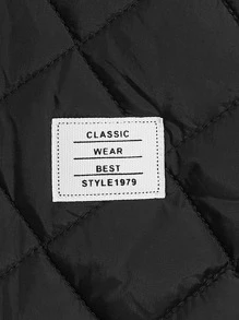 Manfinity VCAY Men's Oversized Quilted Coat With Baseball Collar, Teddy Lining And Letter Embellishment, For Fall Winter