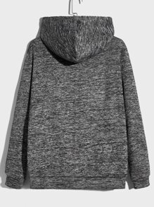 Manfinity Men Marled Knit Zip Up Drawstring Teddy Lined Hooded Jacket