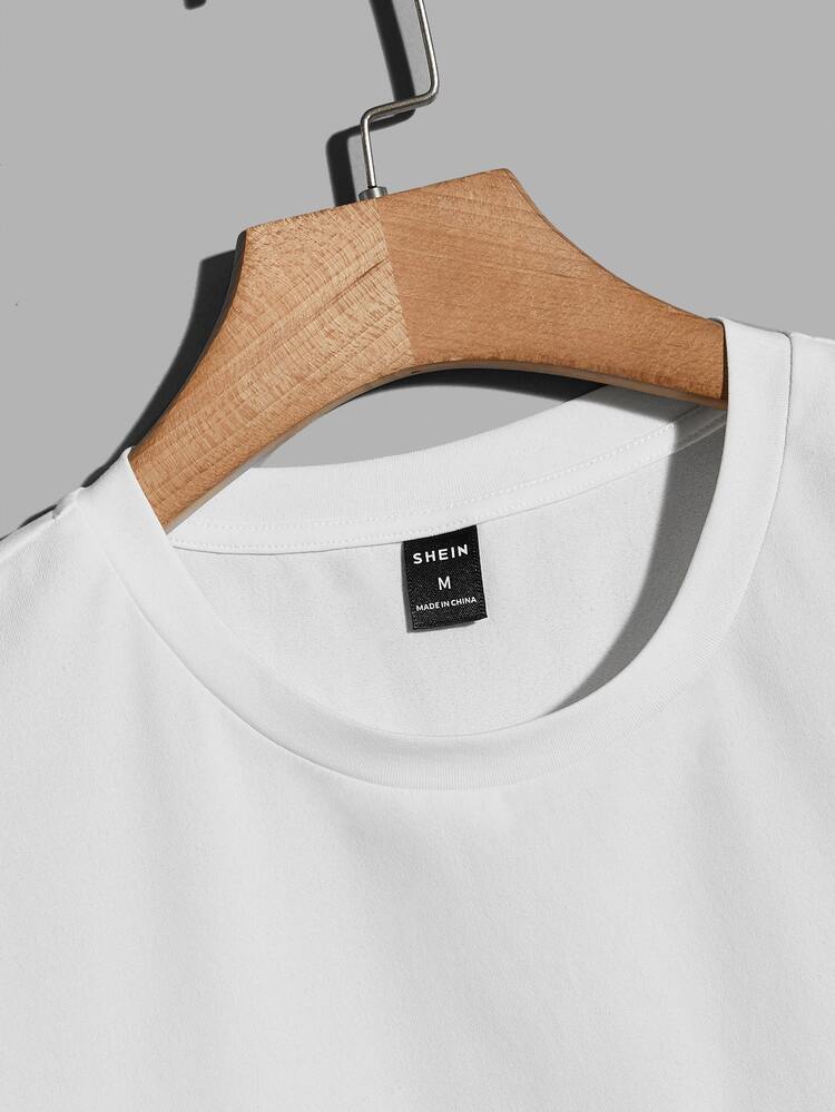 Manfinity RebelGame 男士字母圖案落肩T恤 - 白色 - 查看 4