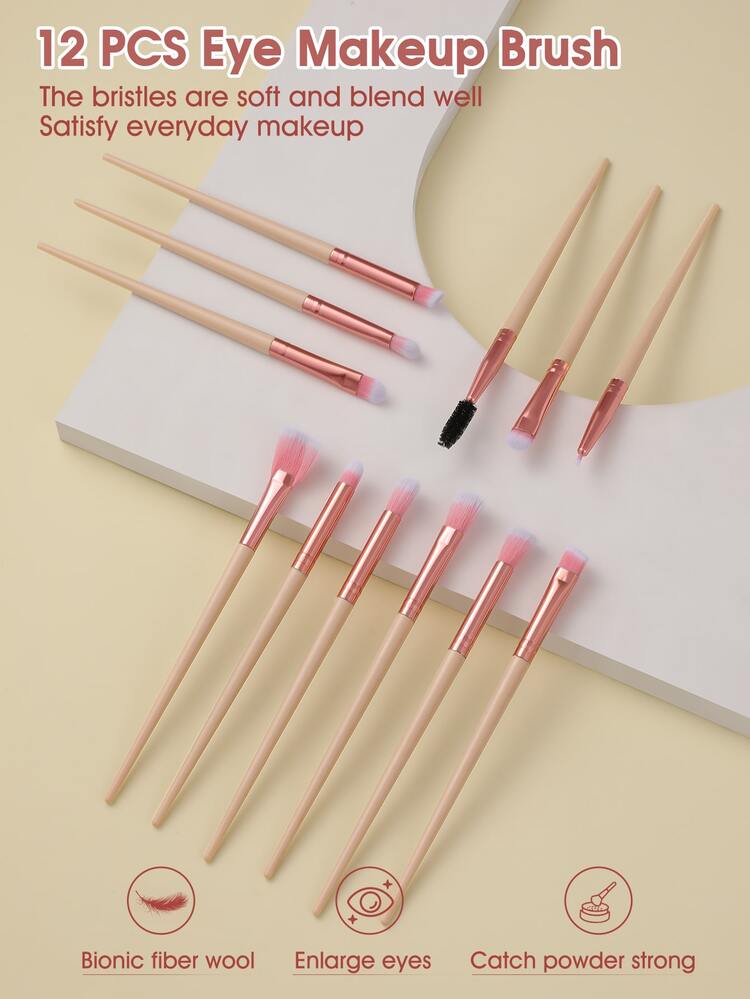 12件套化妆刷套装，优质合成毛眼影晕染刷套装，面部及眼部化妆工具，化妆刷套装，化妆刷套装，化妆刷套装，全套化妆刷，化妆刷套装，全套化妆工具，化妆刷套装，化妆刷套装，化妆礼盒套装 - 彩色 - 查看 4