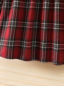 Young Girl Tartan Print Peter-Pan Collar Ruffle Trim Dress - Multicolor - View 5
