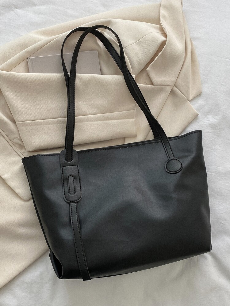 Túi Xách tay Nữ Lá thư Đôi tay cầm Thanh lịch - màu đen - Xem 5