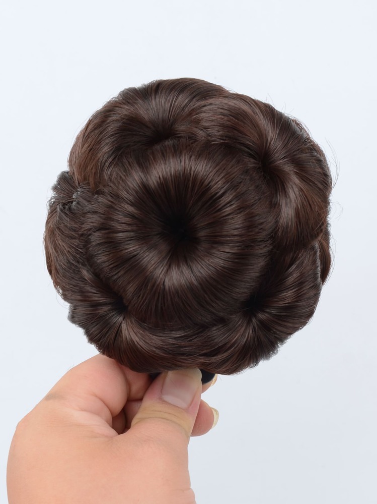 Short Curly Synthetic Hair Buns With Claw - Coffee Brown - View 1