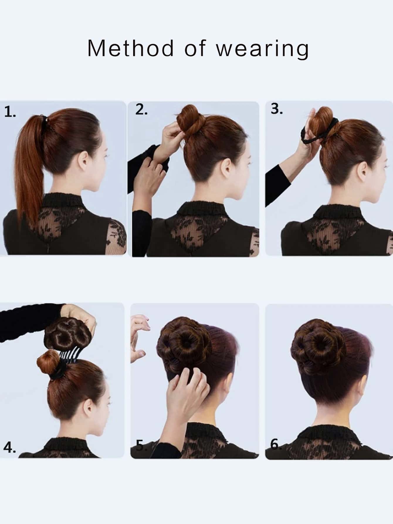 Short Curly Synthetic Hair Buns With Claw - Coffee Brown - View 5
