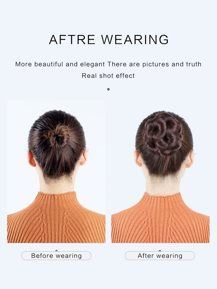 Short Curly Synthetic Hair Buns With Claw - Coffee Brown - View 7