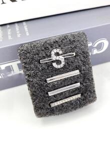 4入組字母圖案錶帶裝飾圓環 - 銀色 - 查看 2