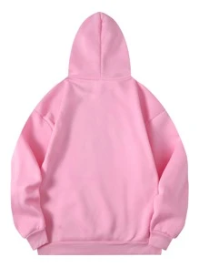 SHEIN EZwear Quần áo thể thao nữ Dây kéo Túi Lá thư Giải trí - Hồng - Xem 2