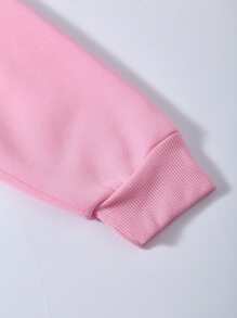 SHEIN EZwear Quần áo thể thao nữ Dây kéo Túi Lá thư Giải trí - Hồng - Xem 4