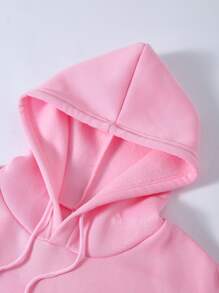 SHEIN EZwear Quần áo thể thao nữ Dây kéo Túi Lá thư Giải trí - Hồng - Xem 6