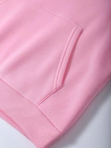 SHEIN EZwear Quần áo thể thao nữ Dây kéo Túi Lá thư Giải trí - Hồng - Xem 7