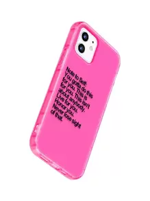 霓虹粉色标语图案手机壳适用于 15/15Plus/15Pro/15Promax 防水防震防摔防刮 - 粉色 - 查看 2