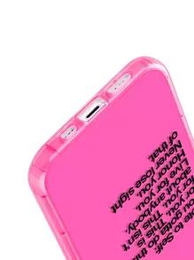 霓虹粉色标语图案手机壳适用于 15/15Plus/15Pro/15Promax 防水防震防摔防刮 - 粉色 - 查看 3