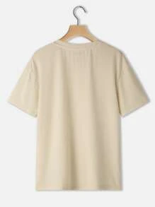 SHEIN LUNE Skull And Floral Print Tee - Beige - View 2