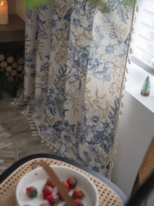 Rèm che cửa sổ một bảng in hoa Giáng sinh - Nhiều màu - Xem 2