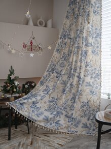 Rèm che cửa sổ một bảng in hoa Giáng sinh - Nhiều màu - Xem 5