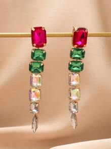 Rhinestone Decor Drop Earrings - Multicolor - View 3
