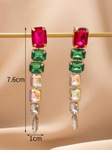 Rhinestone Decor Drop Earrings - Multicolor - View 4