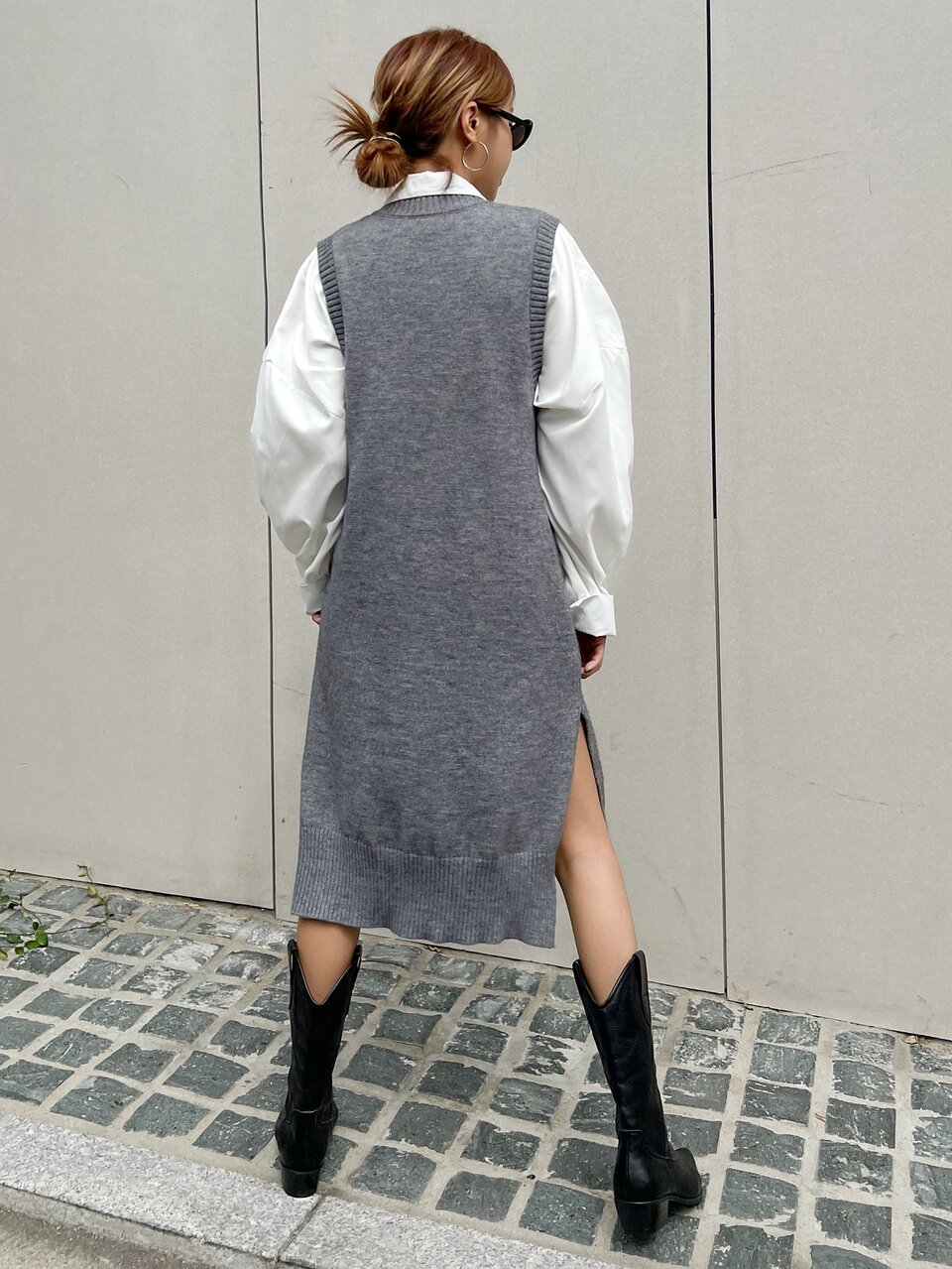 Slit Hem Sleeveless Sweater Dress Without Blouse
