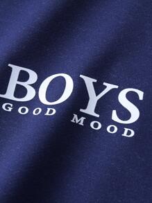 Toddler Boys Letter Graphic Hoodie & Joggers - Navy Blue - View 4
