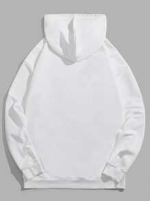 GENTILAND Men Floral Print Drawstring Hoodie - White - View 2