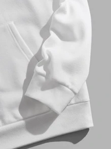 GENTILAND Men Floral Print Drawstring Hoodie - White - View 3